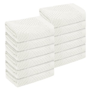 Unique Bargains Hotel Spa Bathroom Highly Absorbent Lightweight Striped Cotton Washcloths 12 Packs - 1 of 4