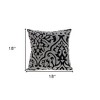 HomeRoots 18" Black and Silver Damask Velvet Throw Pillow With Beads - 3 of 4