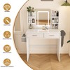 LED mirrored vanity table suitable with integrated lighting 3-color adjustable light strip, 2 large drawers, hair dryer holder  White - 2 of 4