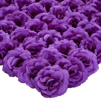 Bright Creations 50 Pack Purple Roses Artificial Flowers Bulk, 3 Inch Stemless Fake Silk Roses for Decorations, Wedding