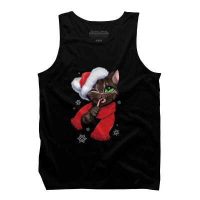 Men's Design By Humans Christmas cat By POLINART Tank Top