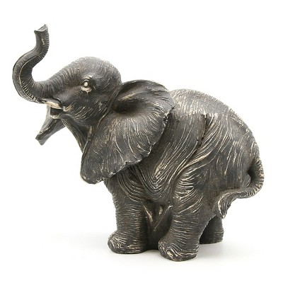 Evideco French Home Goods Standing Elephant Statuette Figurine Sculpture Distressed Grey Ecru