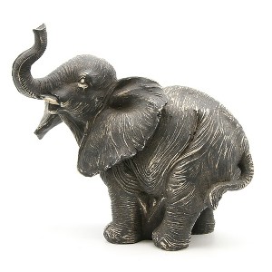 Evideco French Home Goods Standing Elephant Statuette Figurine Sculpture Distressed Grey Ecru - 1 of 4