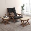 Tangkula Folding Natural Rattan Ottoman w/ Hand-woven Seat & X-shaped Teak Wood Frame - 3 of 4
