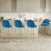 Modern Metal Counter Height Barstools,Upholstered Bar Stools with Footrest and Metal Base,Low Backrest Bar Counter Barstools-Coolbibila - 2 of 4