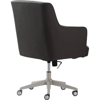 Gray High Back Leather and Fabric Executive Swivel Chair