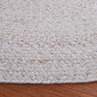 Handwoven Harmony Grey and Yellow Synthetic 5' Round Area Rug