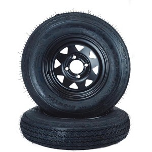 4.80x8 Trailer Tire & Wheel Assembly, Set of 2 - Load Range C 6PR, 4 Lug 4" Bolt Pattern, Black Steel Rim for Utility & Boat Trailers - 1 of 4