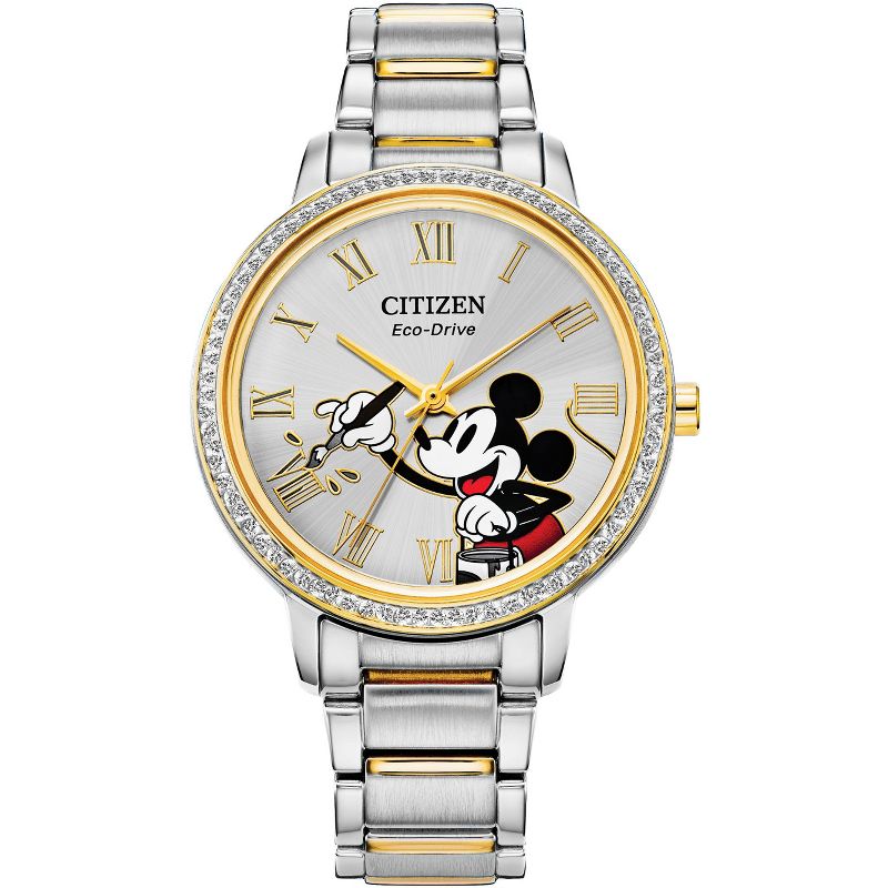 Citizen Disney Eco-Drive watch featuring Mickey Mouse 2-hand 2Tone Stainless Steel Bracelet, 1 of 6