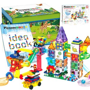 PICASSO-TILES 700 PC Magnetic Tiles & Marble Run Set, Building Blocks, STEM Toys for Kids 3+ - 1 of 4