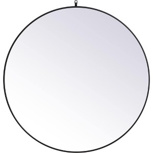 Elegant Lighting Metal frame round mirror with decorative hook 45 inch in Black - 1 of 4