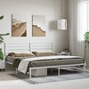 vidaXL Elegant White Metal Bed Frame with Headboard- Sturdy Steel Construction - 4 of 4