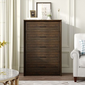 Famapy Dresser 5-Drawer Chest,Stable Base,Anti-Tip Hardware,Easy Clean,Tall Storage Cabinet,Side Tatble,Bedroom & Closet Home office Organizer - 1 of 4