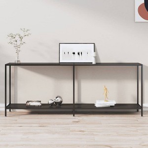 vidaXL Console Table Black 78.7"x13.8"x29.7" Tempered Glass - 1 of 4