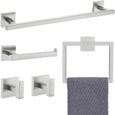 Towel Bar Set, 5 Pieces Bathroom Hardware Set Brushed Nickel Bathroom Accessories,23.6 Inch