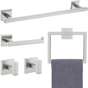 Towel Bar Set, 5 Pieces Bathroom Hardware Set Brushed Nickel Bathroom Accessories,23.6 Inch - 1 of 4