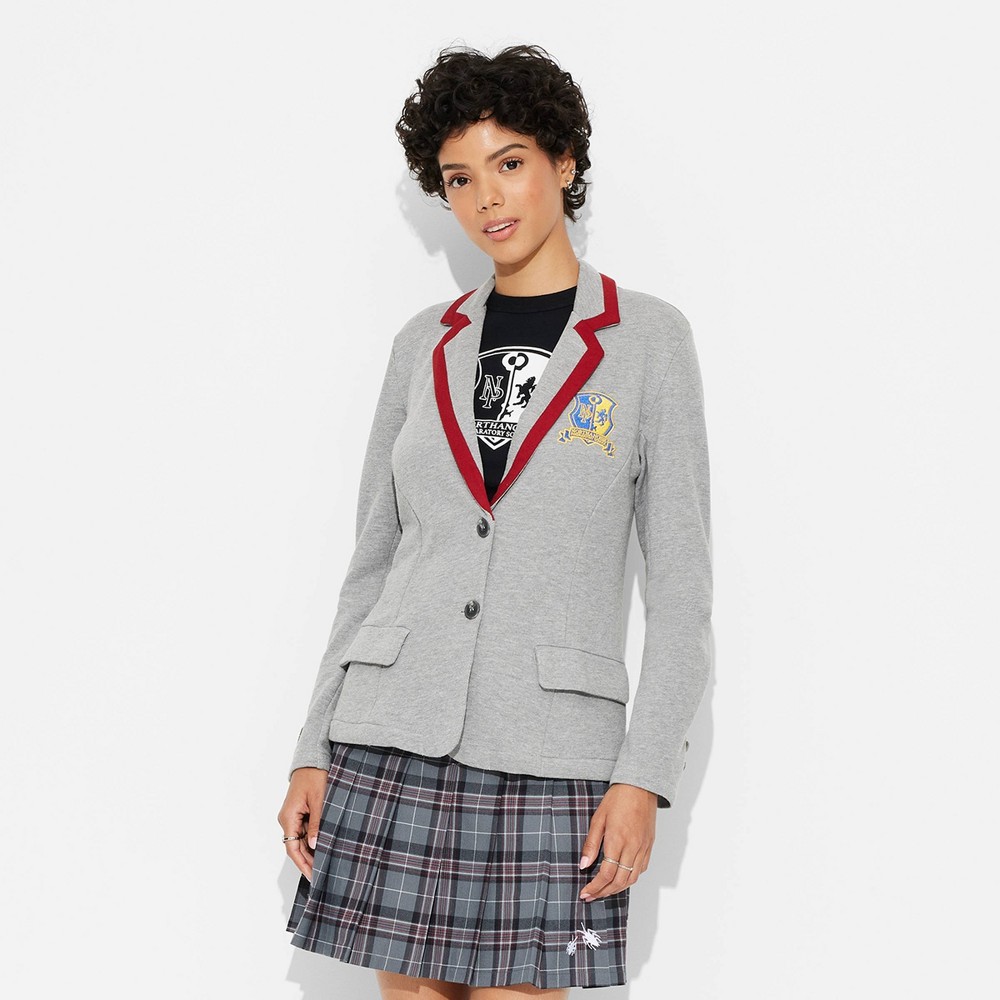Women's Target Exclusive Beetlejuice Astrid Graphic Blazer - Heather Gray XXS