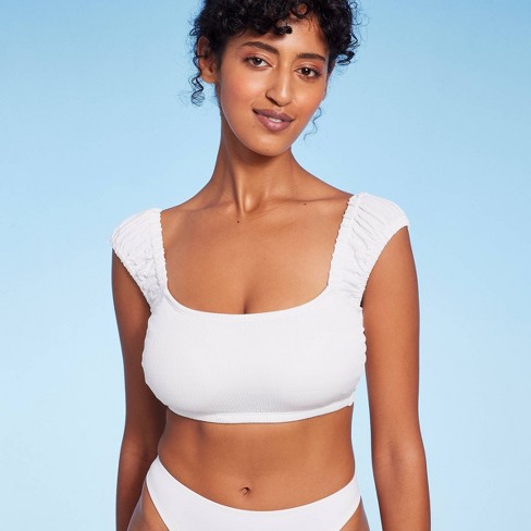 Women's Smocked Bralette Bikini Top - Wild Fable™ White Xs : Target