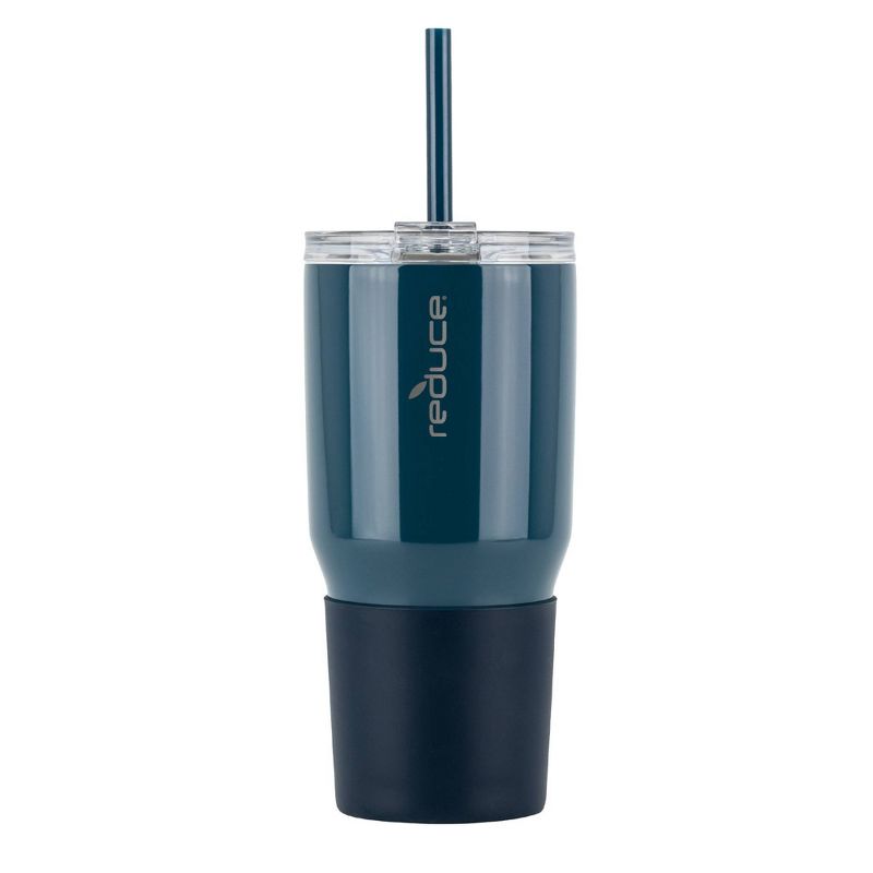 Reduce Cold1 34oz Insulated Stainless Steel Straw Tumbler with Silicone Grip Dark Web, 1 of 10