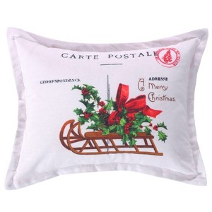 Yuletide Carte Postal Decorative Pillow Red - Levtex Home - 1 of 4