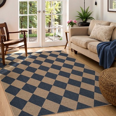 Lahome Diamond Grid Faux Jute Rectangular Indoor Area Rug