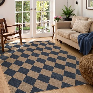 Lahome Diamond Grid Faux Jute Rectangular Indoor Area Rug - 1 of 4