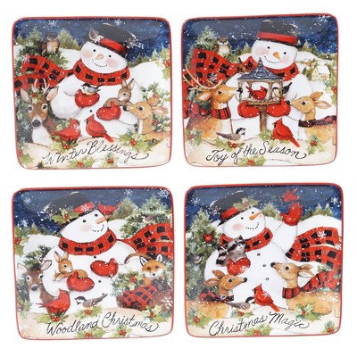 6" 4pk Earthenware Magic of Christmas Snowman Canape Plates - Certified International