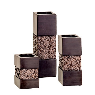 Creative Scents Dublin 3 Pcs Tea Light Candle Holder Set - Brown