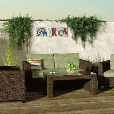 Patriotic Multicolor Metal and Wood America Wall Decor