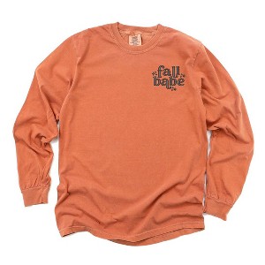 Simply Sage Market Women's Embroidered Fall Babe Stars Mini Long Sleeve Garment Dyed Tee - 1 of 4