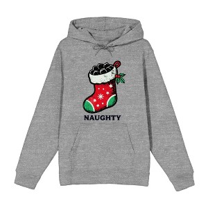 Christmas Naughty Coal Stocking Adult Long Sleeve Hoodie - 1 of 2