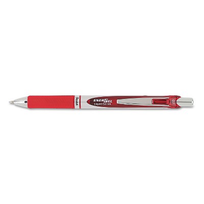 Pentel EnerGel RTX Retractable Liquid Gel Pen .7mm Black/Gray Barrel Red Ink BL77B