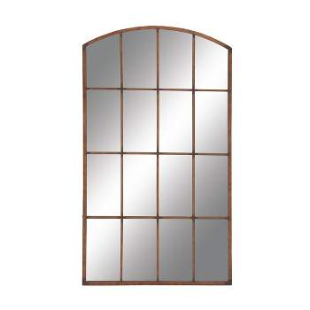 Metal Window Pane Inspired Wall Mirror with Arched Top Copper - Olivia & May
