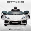 12V Kids Ride On Car Sports Licensed Corvette Electric Car Toy for Toddles with Remote Control, Visual Dashboard, LED Lights, Music, White - 3 of 4