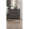 Vynxaria Contemporary 1pc Nightstand - Brown Gray Rustic Finish, 2 Storage Drawers, Metal Hand Pulls, Sturdy Wooden Bedroom End Table - 2 of 4