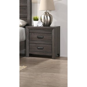 1pc Contemporary Nightstand End Table with Two Storage Drawers Brown Gray Finish Bedroom Wooden Furniture - 1 of 4