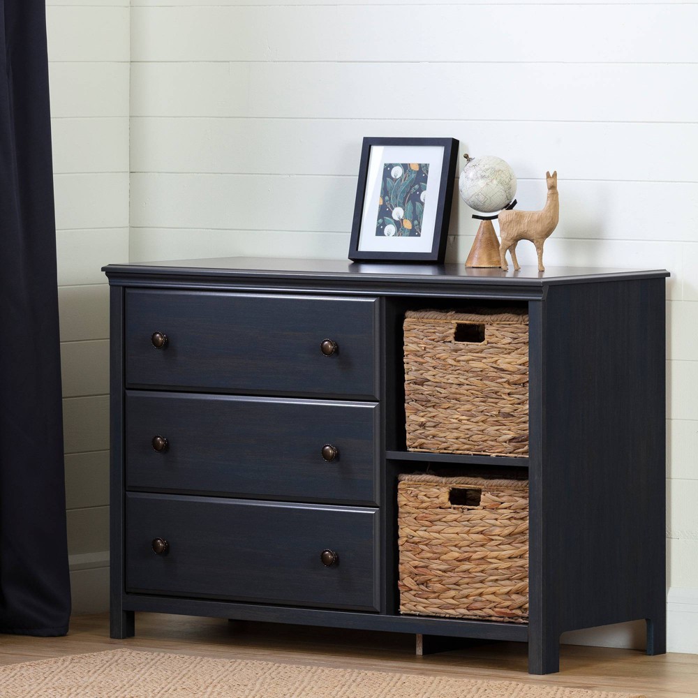 Photos - Dresser / Chests of Drawers Cotton Candy 3 Drawer Kids' Dresser with Baskets Blueberry - South Shore