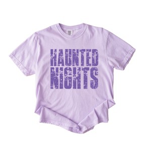 Haunted Nights Block Distressed - Women's Garment Dyed Graphic T-Shirt - 1 of 4