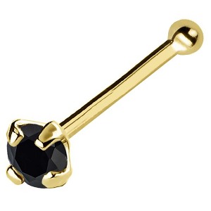 Jewelry Avalanche Black Moissanite 22G 14K Gold Ball-end Nose Stud - 1 of 4