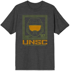 Halo Infinite UNSC 117 Black Heather Men's T-shirt - 1 of 3