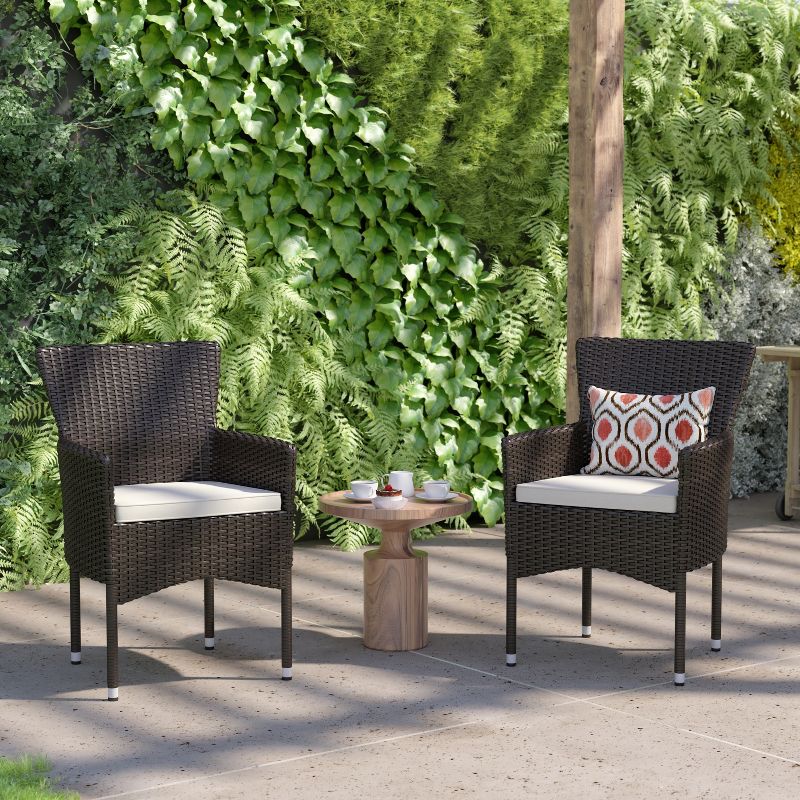 Flash Furniture Maxim Modern Wicker Patio Armchairs for Deck or Backyard, Fade and Weather-Resistant Frames and Cushions, 2 of 12
