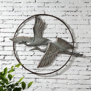 SPI Home Herons in Flight Garden Wall Hanging – 24" x 30" Bronze Metal Bird Wall Art, Nature-Inspired Outdoor or Indoor Sculpture - 1 of 3