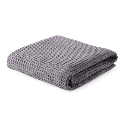 Great Bay Home Cotton Super Soft All-Season Waffle Weave Knit Blanket (King, Dark Grey)