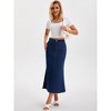 INSPIRE CHIC Women's Denim A Line High Waisted Raw Hem Casual Maxi Skirt - 3 of 4