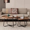Acekool Nesting Coffee Table Set, 2 Round Tables, Walnut Finish MDF Top with Raised Edge, Interchangeable Metal Legs, Space-Saving Design - 3 of 4
