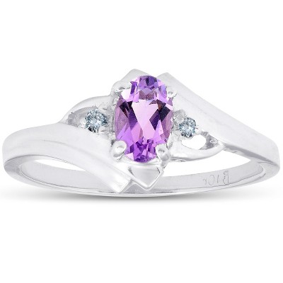 Pompeii3 5/8ct Amethyst & Diamond Ring 10K White Gold