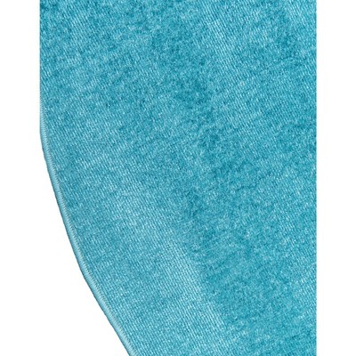 Teal Round Easy Care Synthetic Indoor Rug