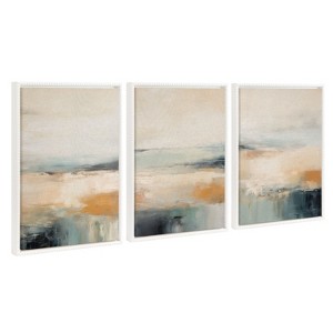 Kate and Laurel Sylvie Blue Beach Ocean Coastal Abstract Framed Canvas Art Set by The Creative Bunch Studio - 1 of 4