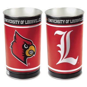 NCAA Louisville Cardinals Waste Basket: Tin Indoor Trash Can, Open Top Design - 1 of 3
