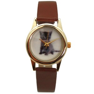 Olivia Pratt Cat and Dog Face Faux Leather Band Women Watch - 1 of 3
